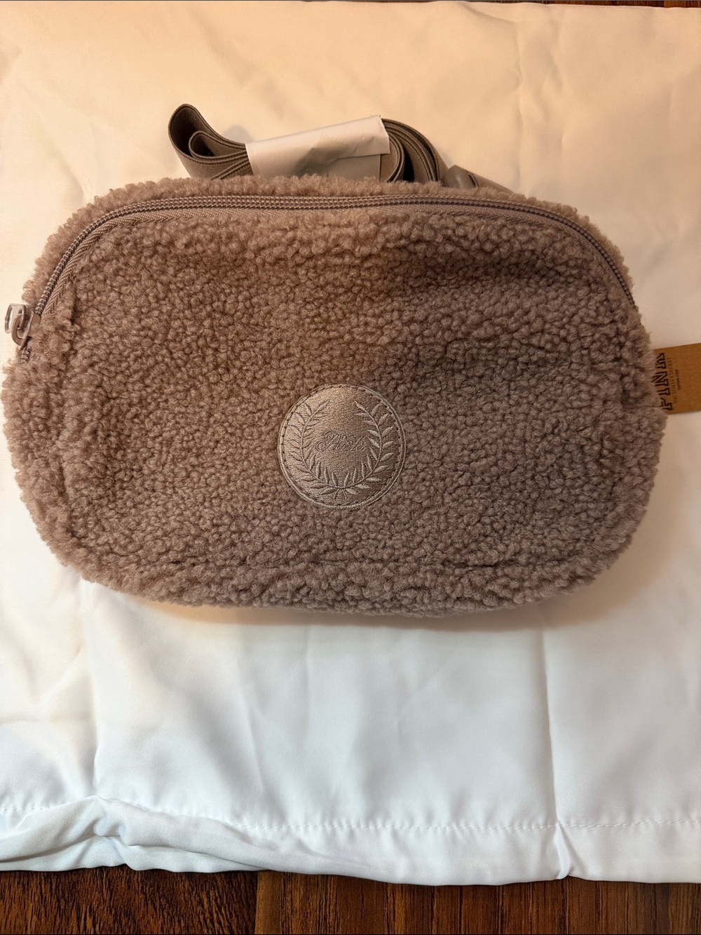 PINK Taupe Sherpa Crossbody Bag - Women's Cozy Shoulder Bag